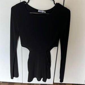 TOBI black cut-out long sleeve top